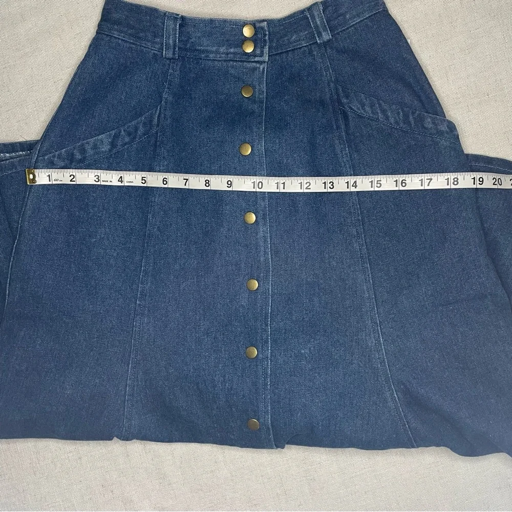 Vintage Western Boho High Waisted Denim Maxi Skirt - Picture 10 of 13